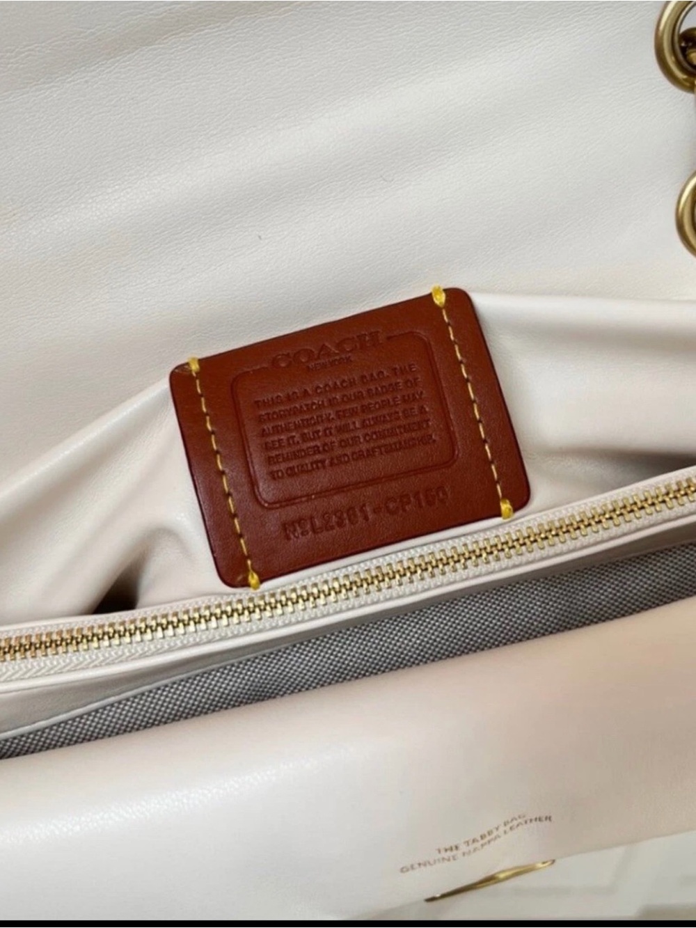 COACH Quilted Tabby Shoulder Bag 26 in Cream - Picture 6 of 6